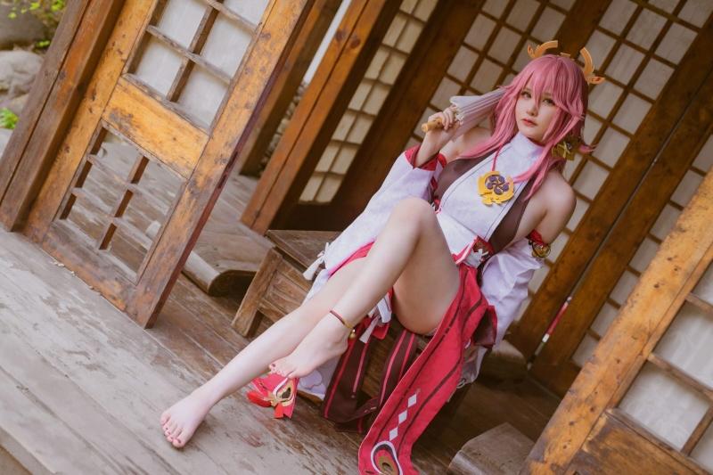 【值得一看】-前羽 八重神子 原神コスプレ-